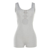 Cutout High Waist Sleeveless Skinny Sheath Sports Jumpsuit